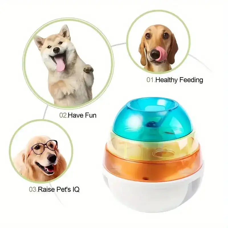 3-in-1 Slow Feeder Puzzle Ball: Interactive Chew Toy for Dogs & Cats - Stops Fast Eating + Boredom