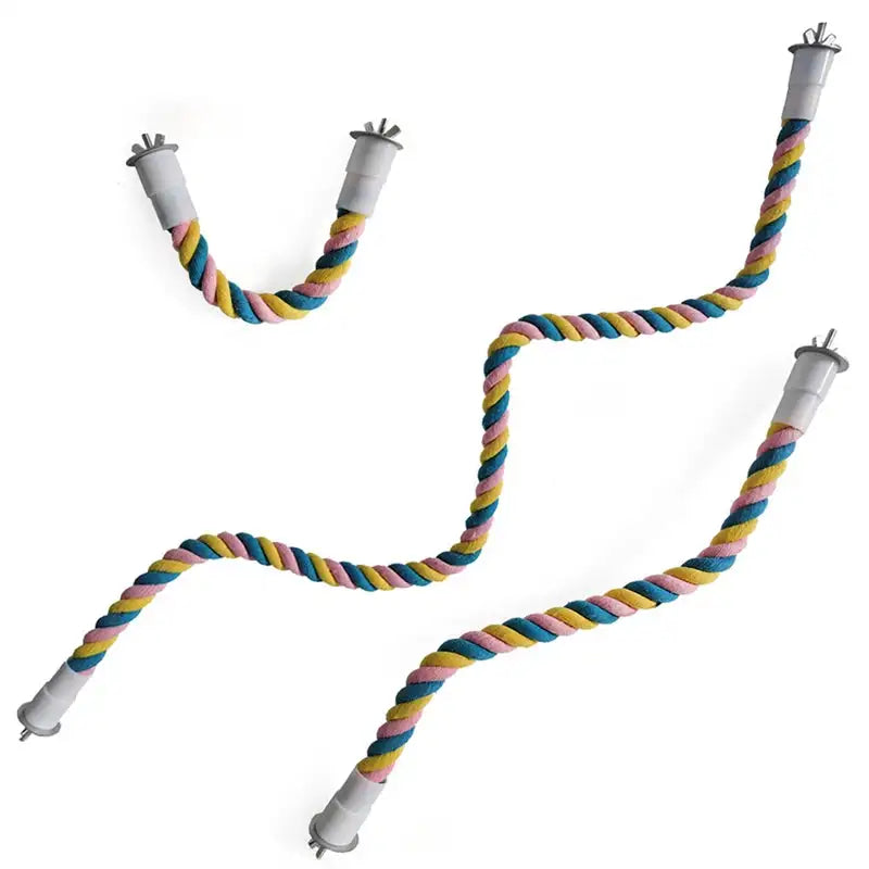 Colorful Cotton Rope Bird Toys - Durable Climbing & Swinging Accessories for Parrots
