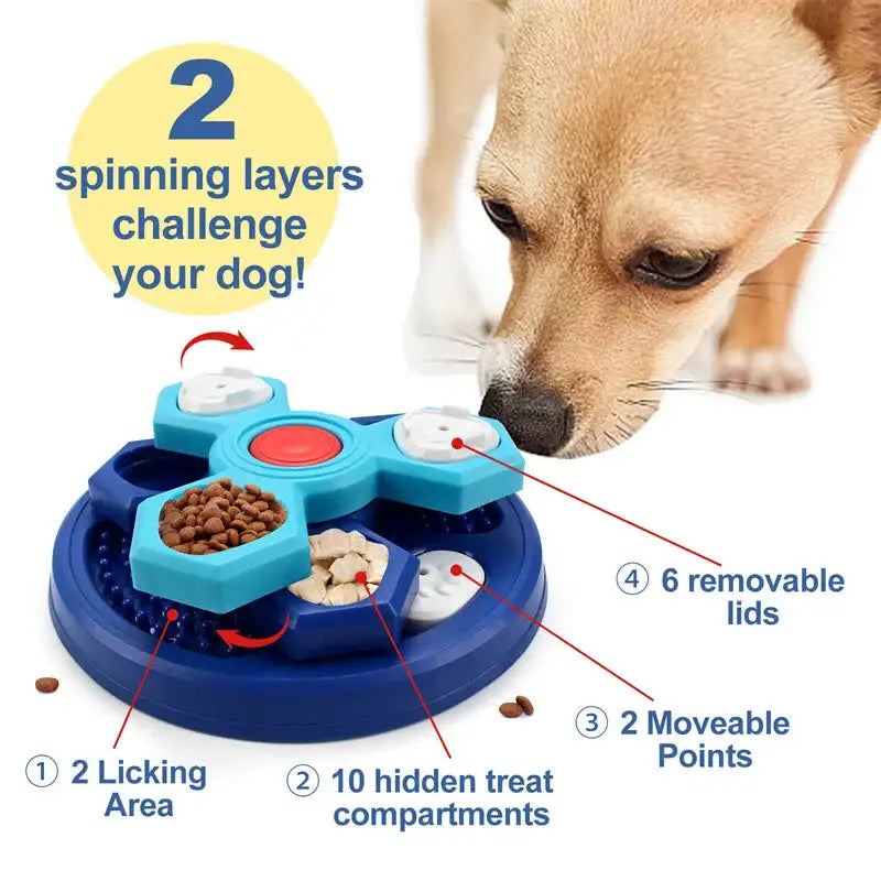 Adjustable IQ Puzzle Feeder: 3-in-1 Mental Stimulation Toy for Dogs - Slow Feeder, Treat Dispenser, Boredom Buster