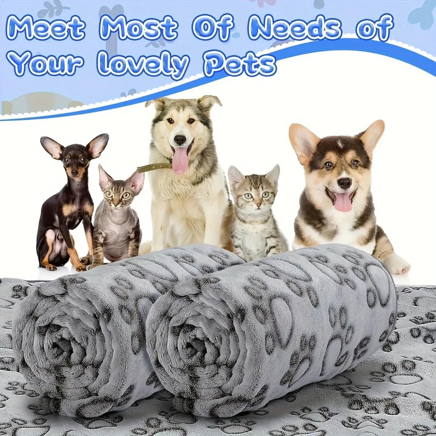 Soft Fluffy Pet Blanket – High-Quality Warm Mat with Cute Cartoon Patterns for Cats & Dogs!