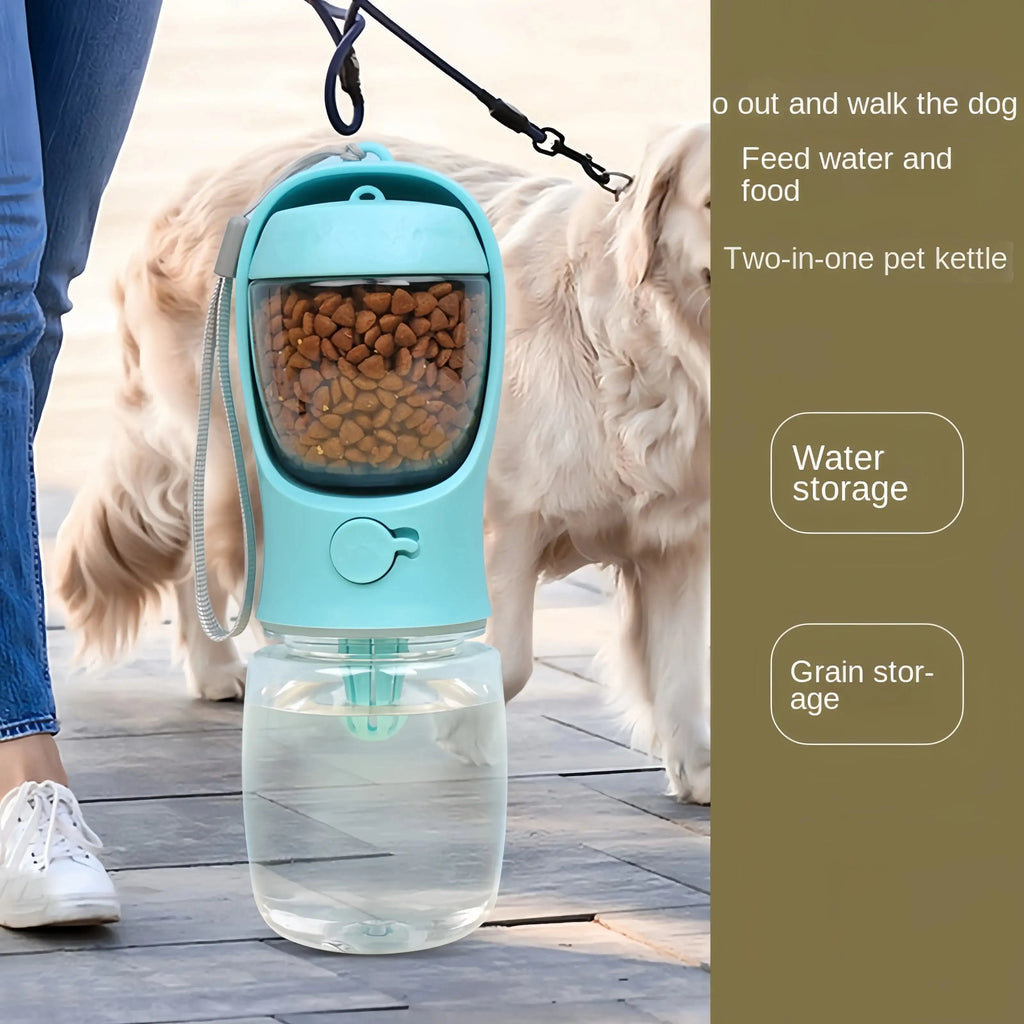 Portable Pet Water Bottle & Food Container - Travel Feeder Bowl for Dogs & Cats, Outdoor Essentials