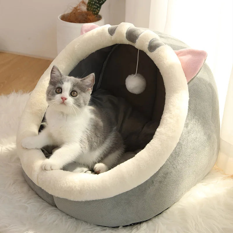 Cozy Pet Tent Cave Bed – Self-Warming Cat & Small Dog Hut – Comfortable, Foldable, and Washable!