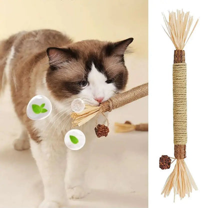 22cm Silvervine & Catnip Dental Chew Stick - Sisal Cat Scratching Toy for Teeth Cleaning & Training