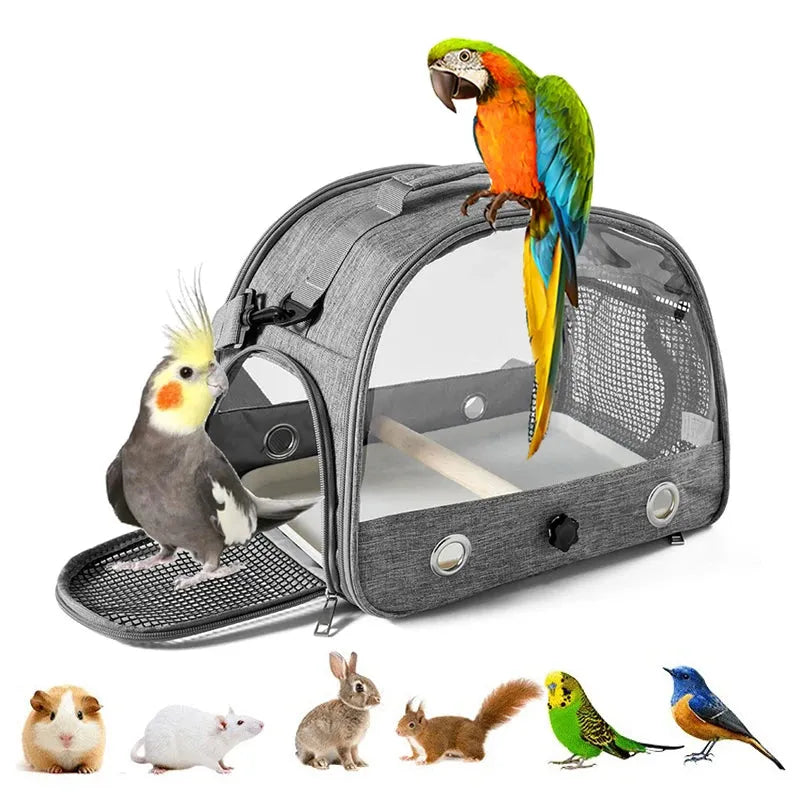 Bird Travel Carrier – Portable Transport Bird Cage with Tray, Multi-Functional Parrot Bird Bag for Small Pets & Outdoor Cat Carrier