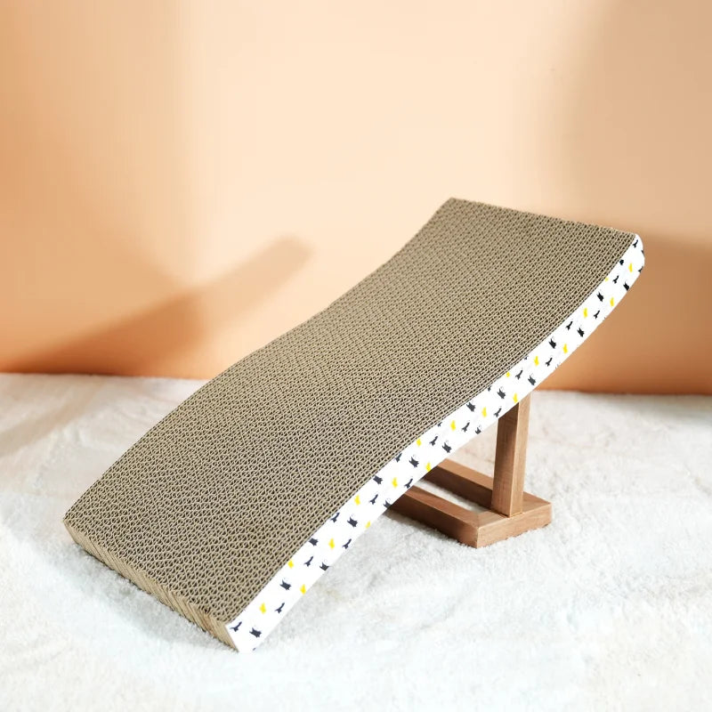Cat scratcher on a stand with a beige background