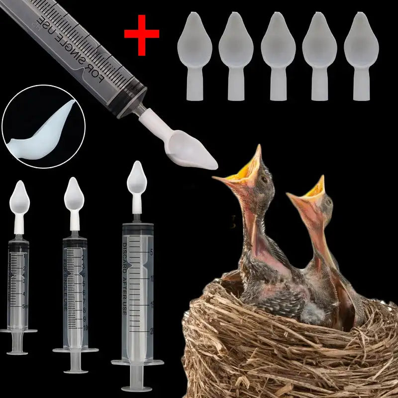 Bird Parrot Feeder Spoon with Manual Syringe - Soft Feeding Tubes for Baby Bird Milk and Medicine