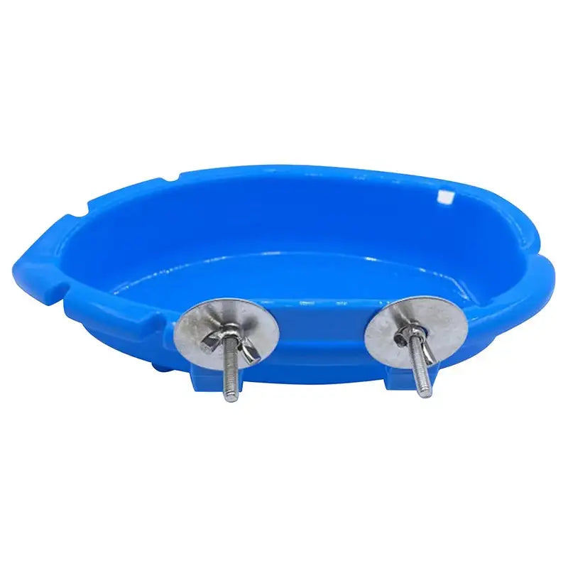 Multifunctional Blue Parrot Food & Bath Tray - Ideal for Animal Cages